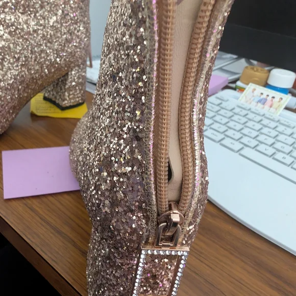 Glittery Gold Ankle Boots - Picture 2 of 2